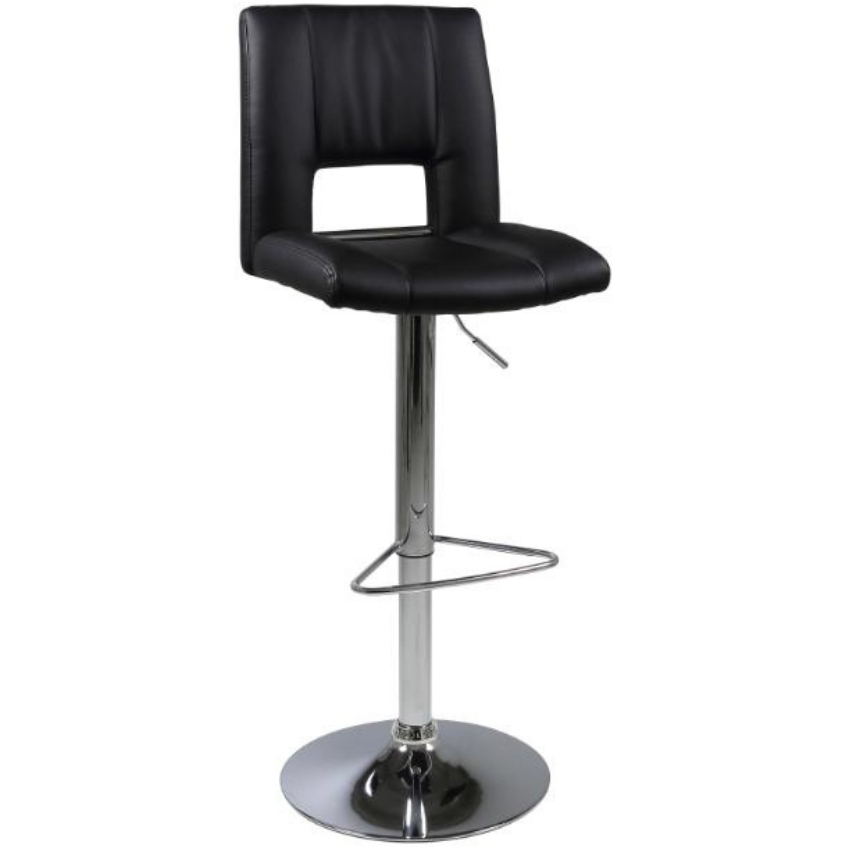 SCANDI Černá koženková barová židle Richie 62-83 cm