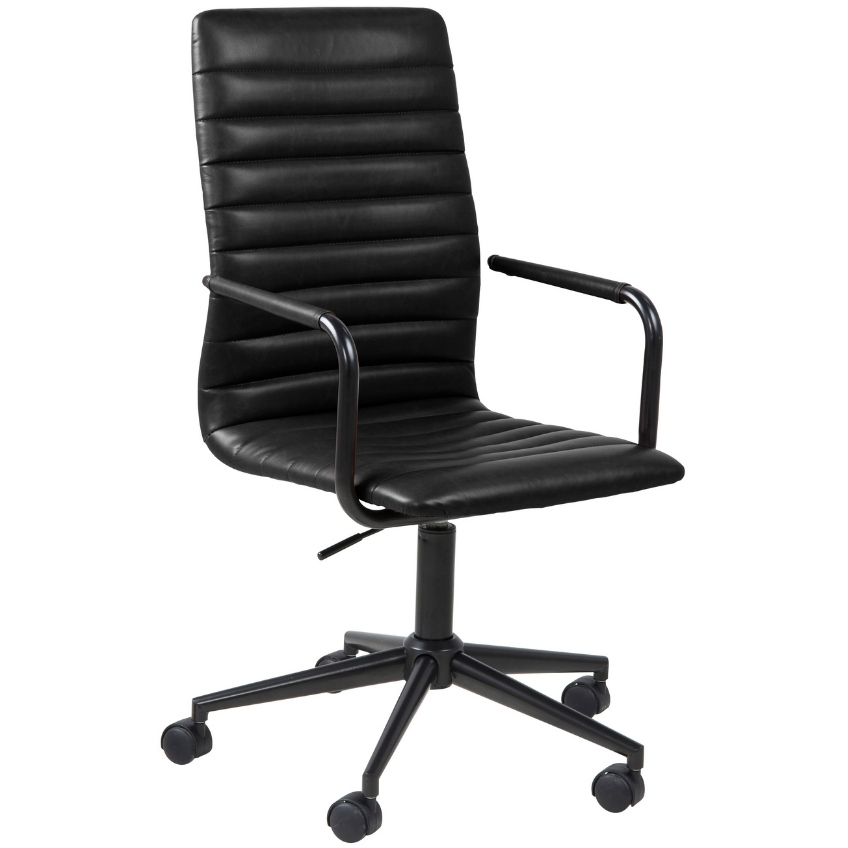 SCANDI Černá koženková kancelářská židle Aqua