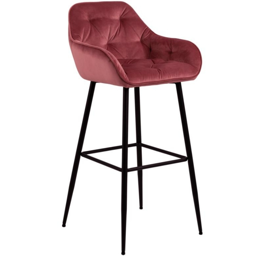 SCANDI Korálově červená sametová barová židle Norman 75 cm