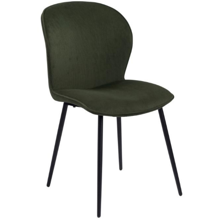SCANDI Olivově zelená sametová jídelní židle Evelen