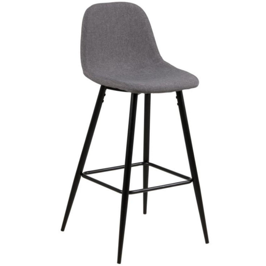 SCANDI Světle šedá látková barová židle Wanda 65 cm