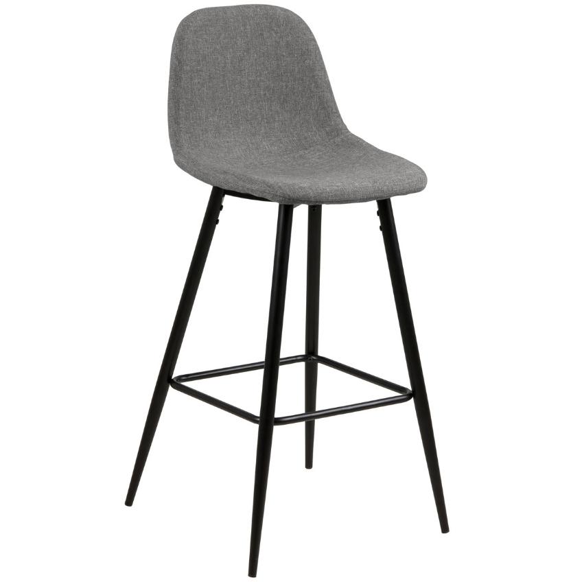 SCANDI Světle šedá látková barová židle Wanda 73 cm s černou podnoží