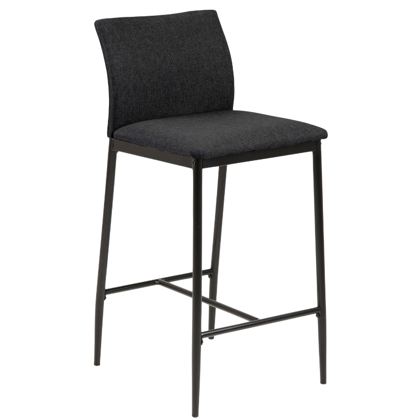 SCANDI Tmavě šedá látková barová židle Presley 65 cm