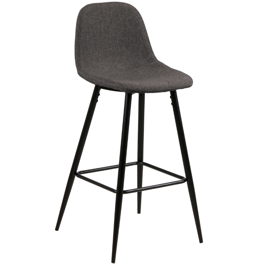 SCANDI Tmavě šedá látková barová židle Wanda 65 cm s černou podnoží