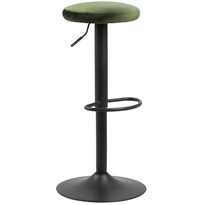 SCANDI Tmavě zelená sametová barová židle Filch 62 - 82 cm