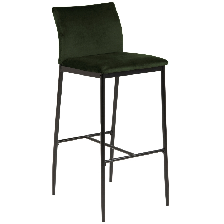 SCANDI Zelená sametová barová židle Presley 75 cm