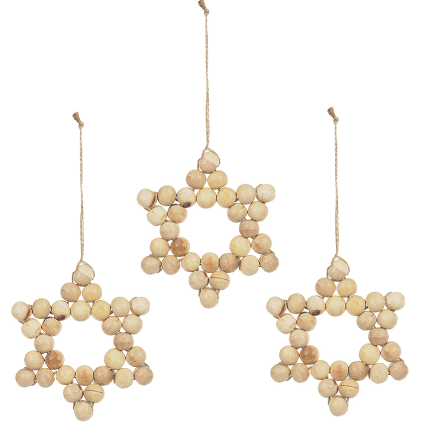 Sada tří dřevěných vánočních ozdob ve tvaru hvězdy LaForma Yaravi