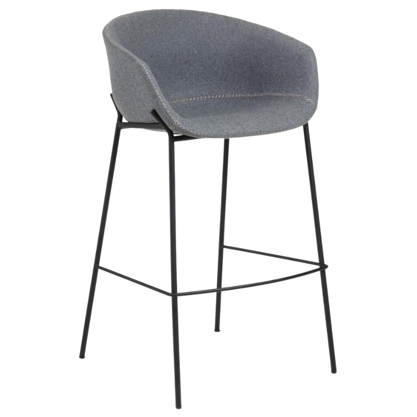 Šedá látková barová židle LaForma Zadine 74 cm