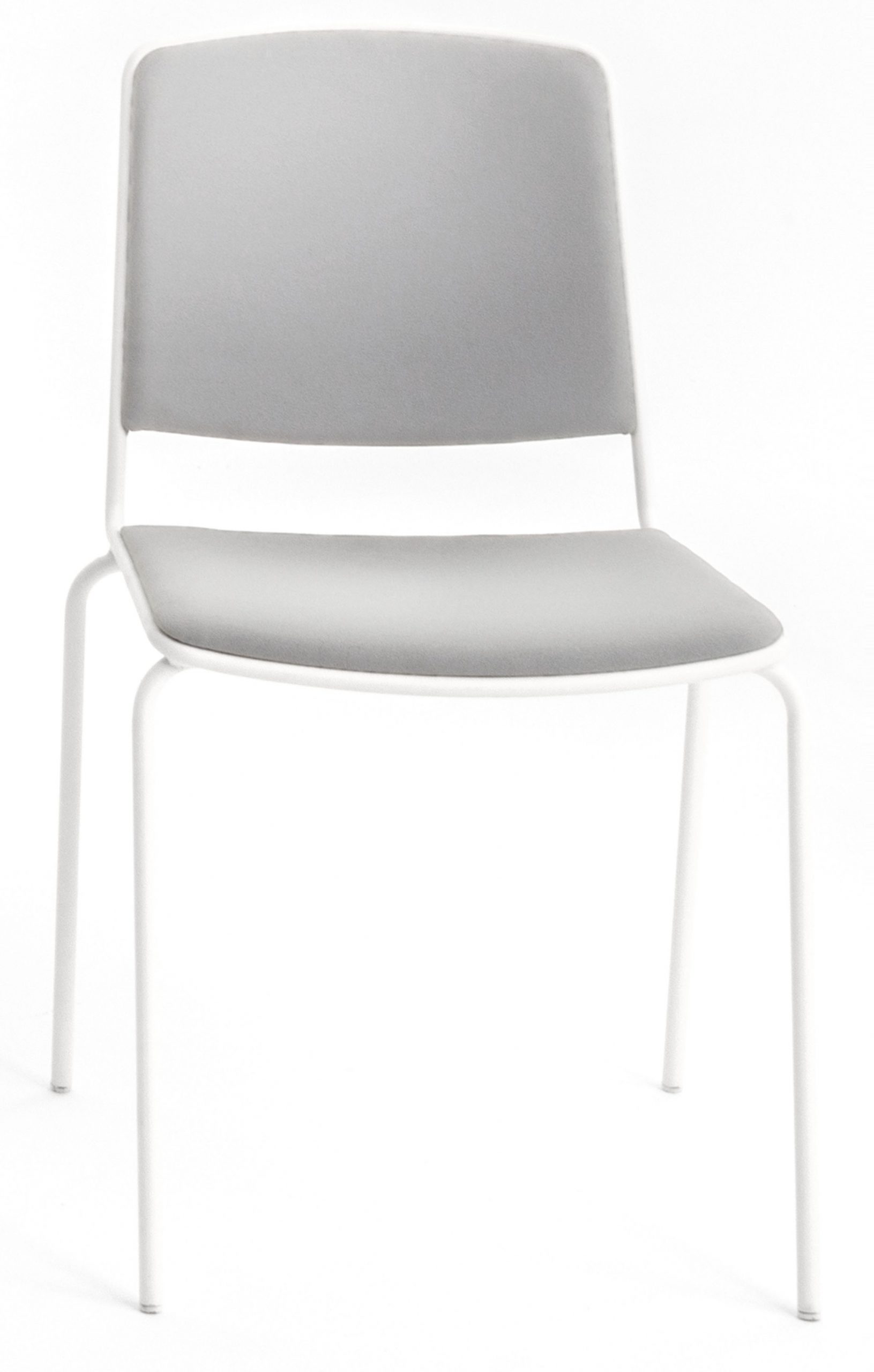 Šedá látková jídelní židle MARA VEA s bílou podnoží