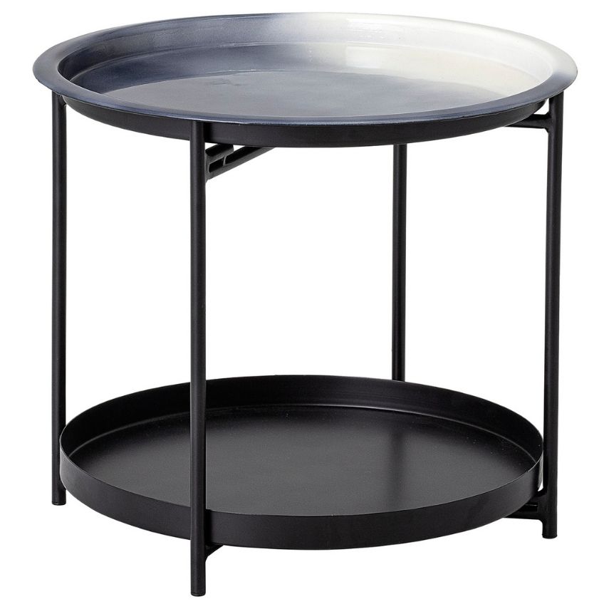 Šedý kovový kulatý odkládací stolek Bloomingville Adelina 45 cm