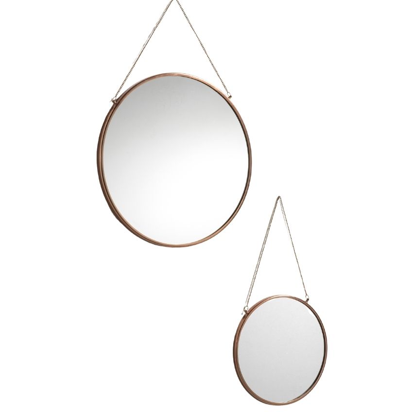 Set dvou měděných závěsných zrcadel LaForma Niko 26/41 cm