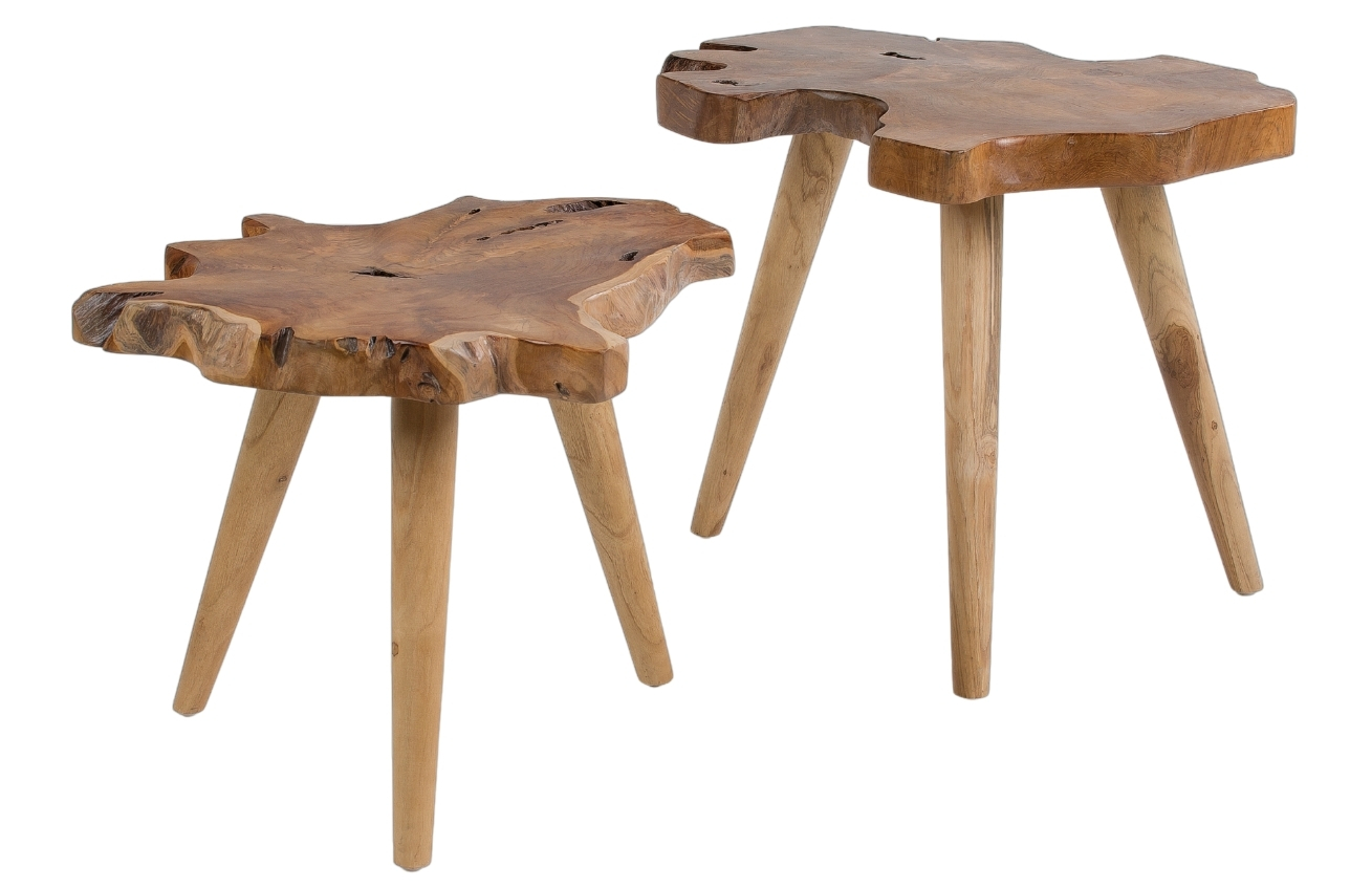 Set dvou teakových stolků LaForma Harris 60/56 cm
