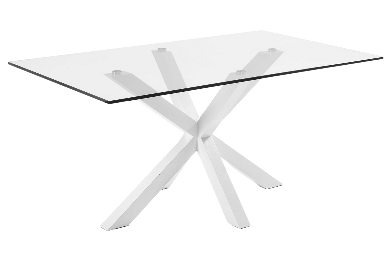 Skleněný jídelní stůl LaForma Arya 180 x 100 cm s bílou kovovou podnoží
