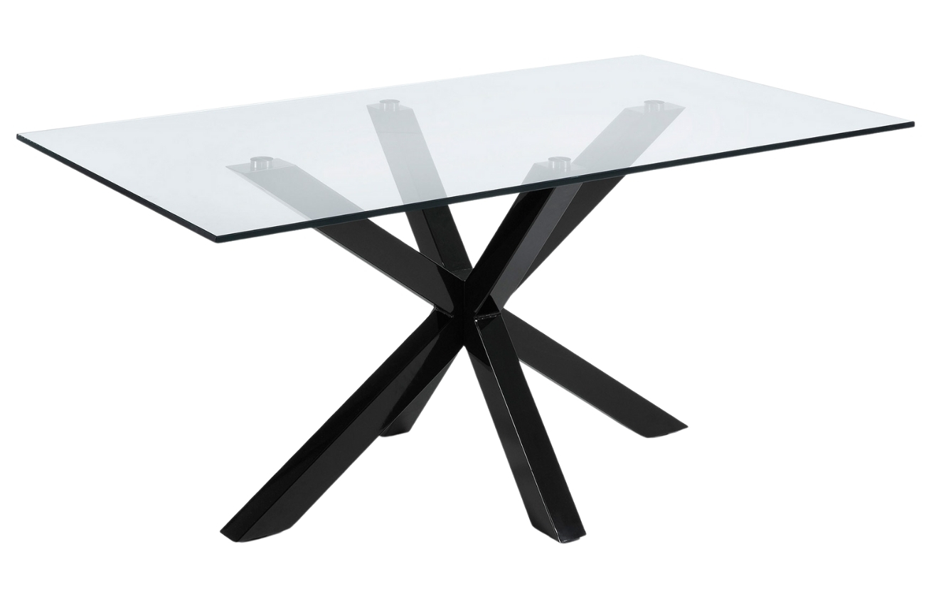 Skleněný jídelní stůl LaForma Arya 180 x 100 cm s černou kovovou podnoží