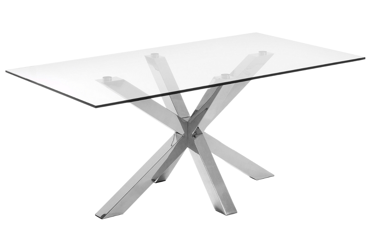 Skleněný jídelní stůl LaForma Arya 180 x 100 cm se stříbrnou podnoží