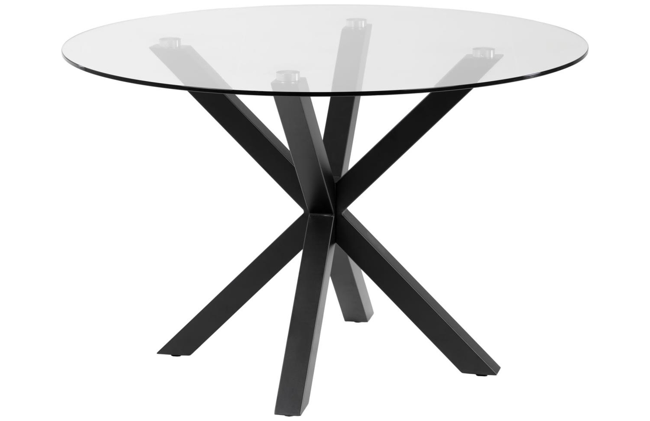 Skleněný kulatý jídelní stůl LaForma Arya Ø 119 cm s černou podnoží