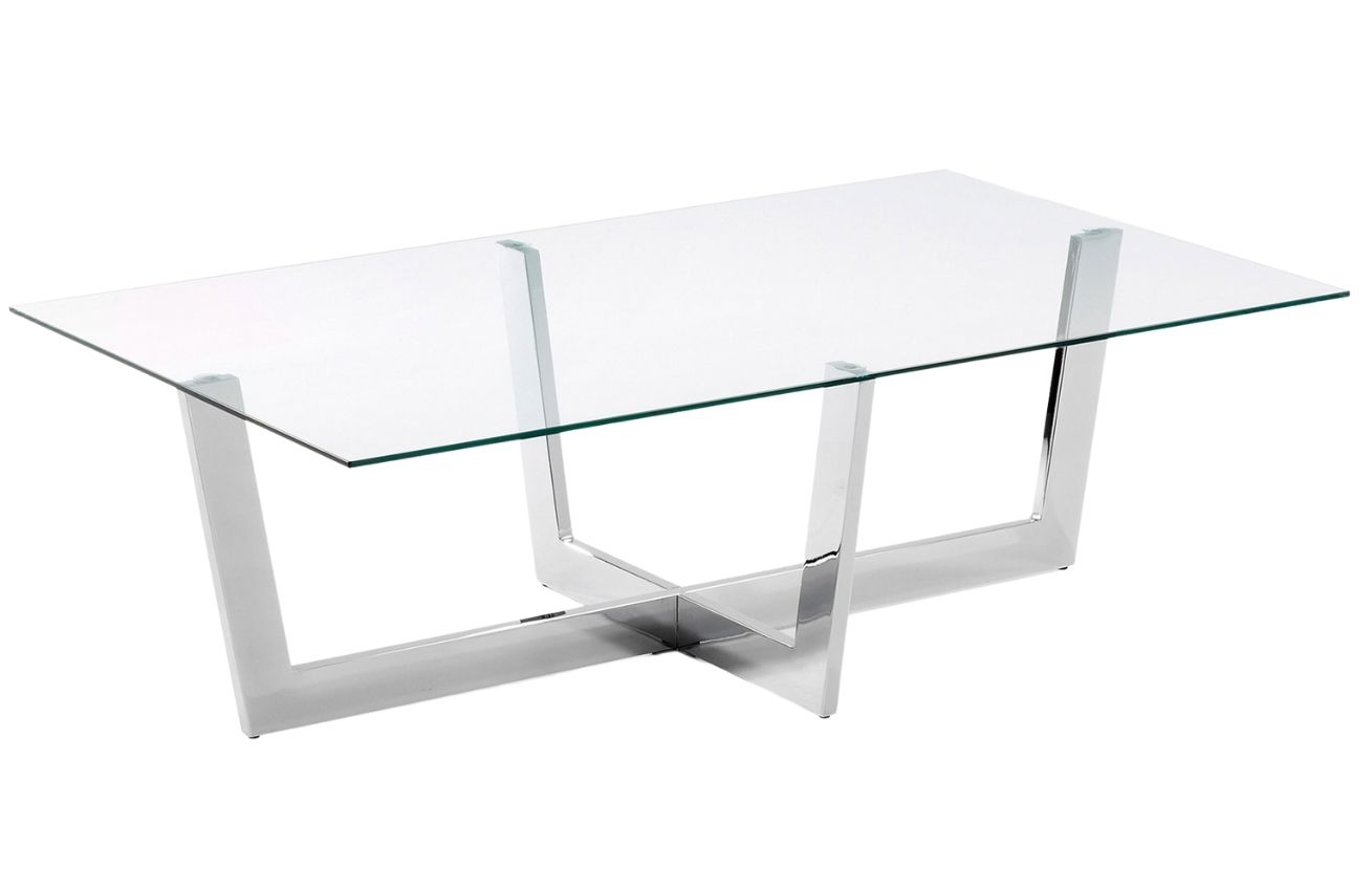 Stříbrný skleněný konferenční stolek LaForma Plum 120 x 70 cm