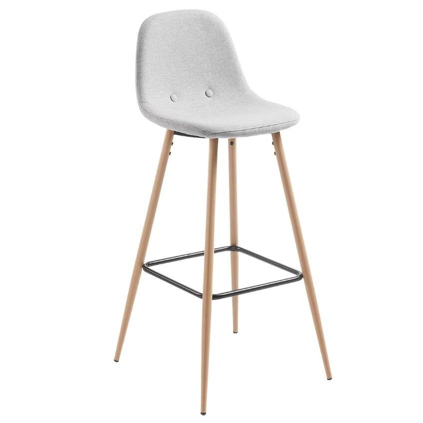 Světle šedá látková barová židle LaForma Nilson 75 cm s kovovou podnoží