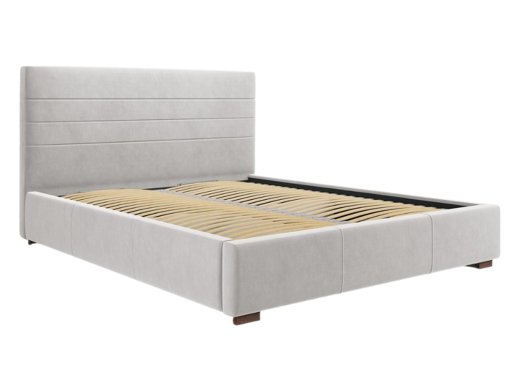 Světle šedá sametová postel MICADONI ARANDA 160 x 200 cm