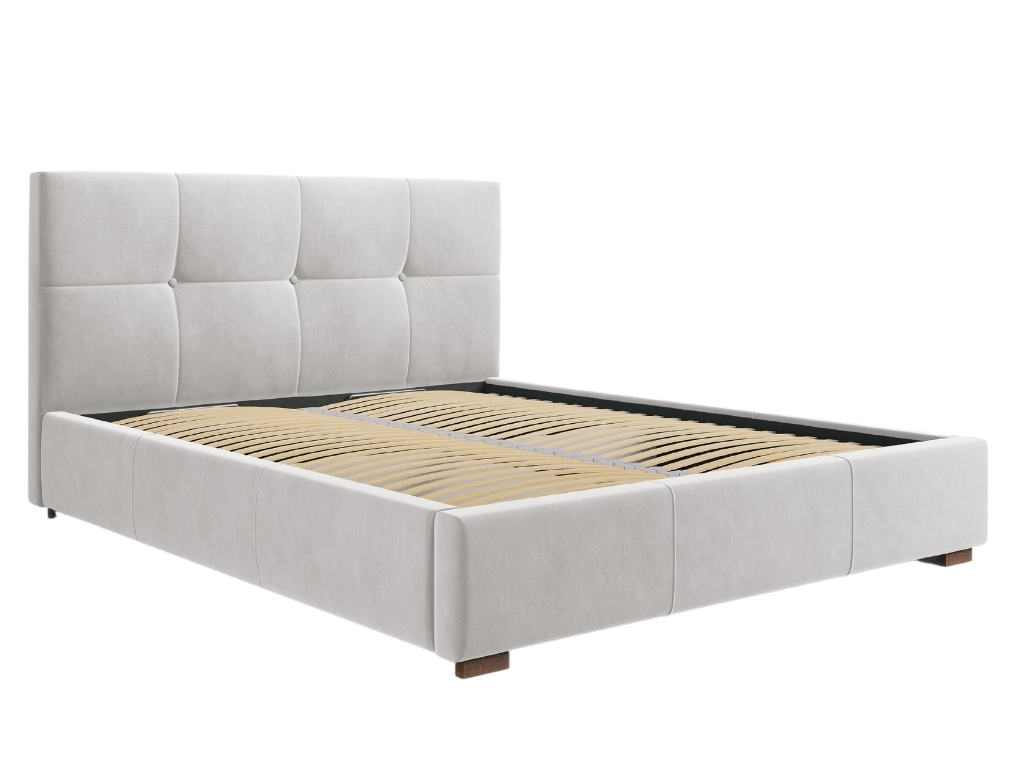 Světle šedá sametová postel MICADONI SAGE 160 x 200 cm