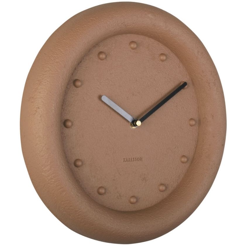 Time for home Cihlově hnědé kulaté nástěnné hodiny Eirene 30 cm
