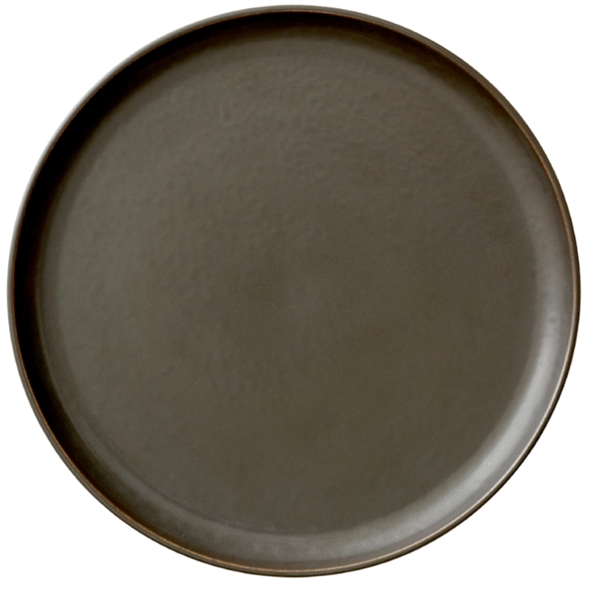 Tmavě hnědo šedý porcelánový talíř MENU NEW NORM 27 cm