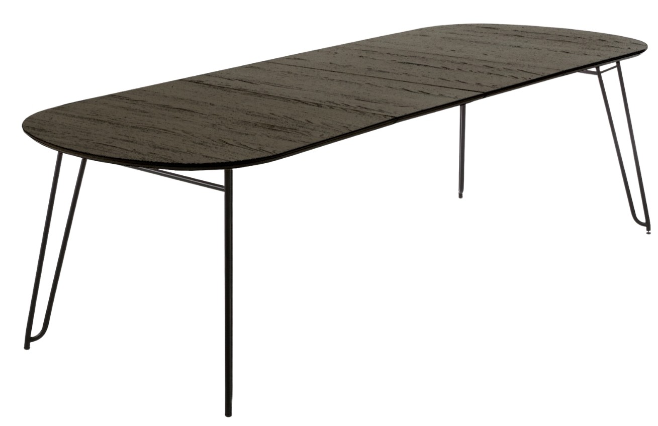 Tmavě hnědý dřevěný rozkládací stůl LaForma Norfort 140-220x90 cm