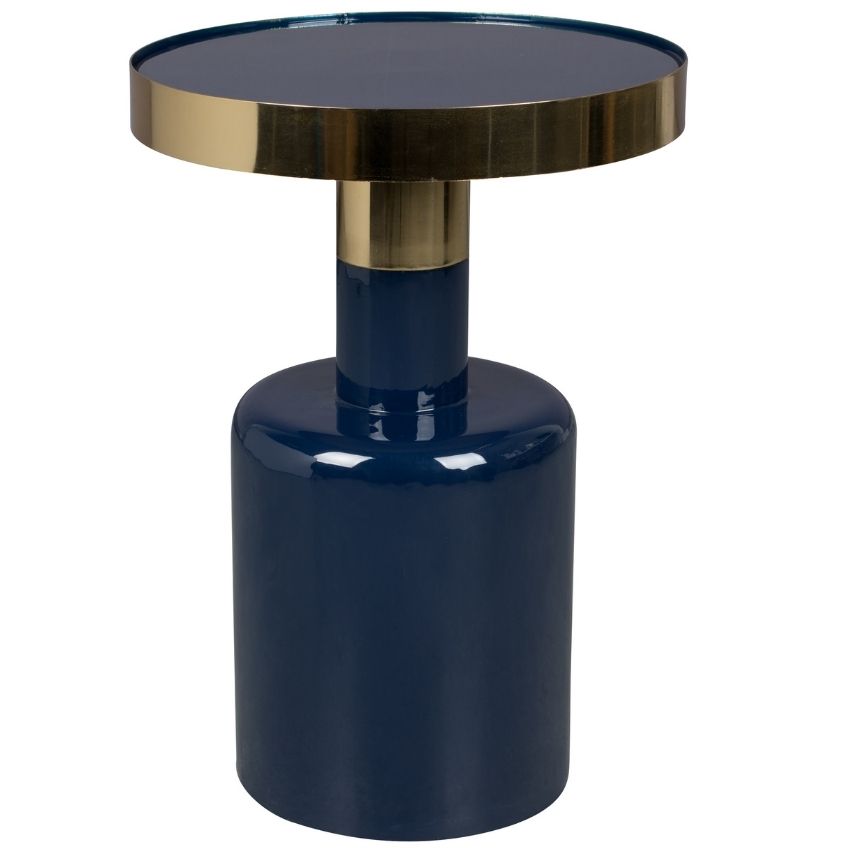 Tmavě modrý kovový odkládací stolek ZUIVER GLAM 36 cm