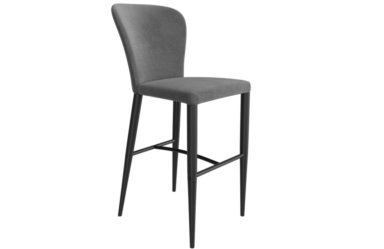 Tmavě šedá látková barová židle Miotto Pavia s kovovou podnoží 72 cm