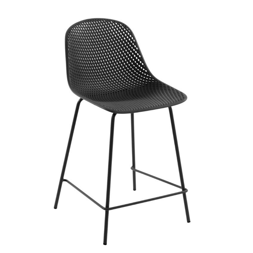 Tmavě šedá plastová barová židle LaForma Quinby 65 cm