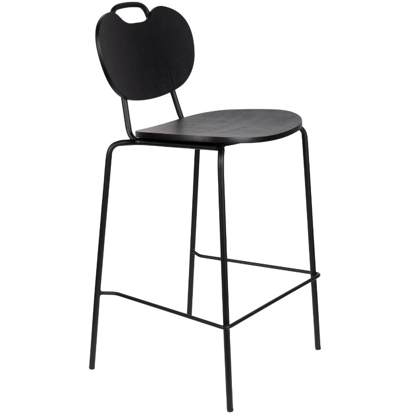 White Label Living Černá dubová barová židle WLL ASPEN 65 cm