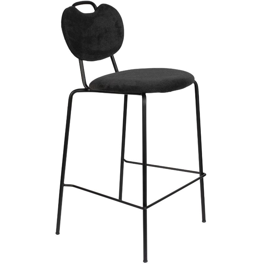 White Label Living Černá látková barová židle WLL ASPEN 65 cm