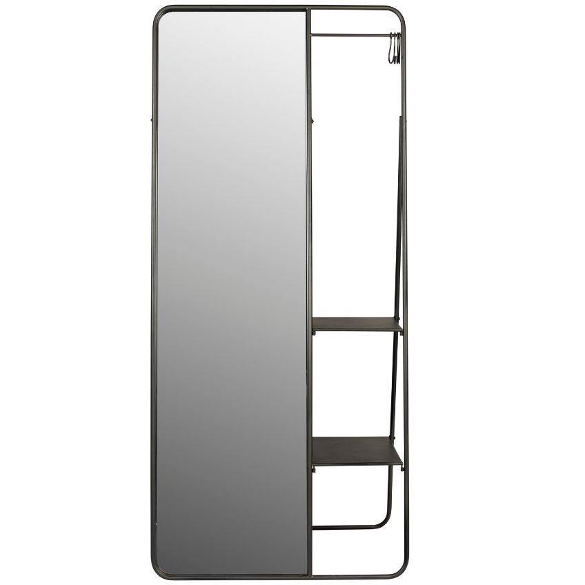 White Label Living Černé kovové stojací zrcadlo WLL Dex 180 cm