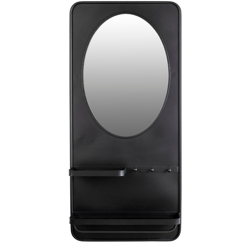 White Label Living Černé kovové závěsné zrcadlo WLL Pascal L