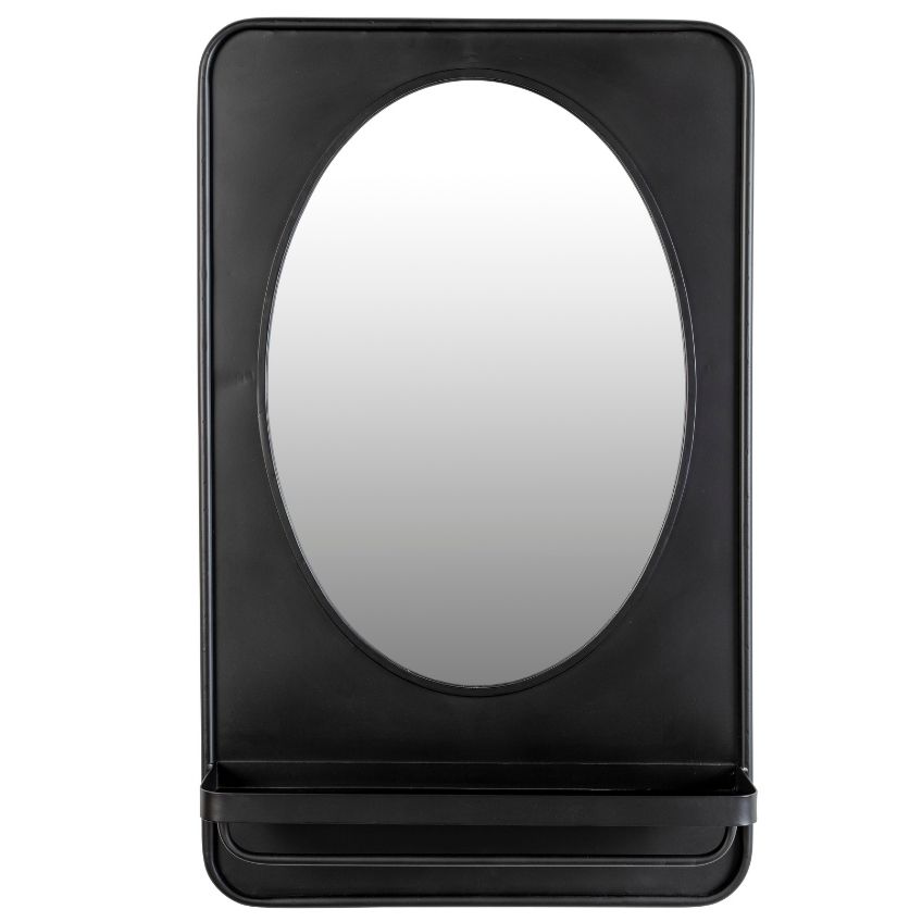 White Label Living Černé kovové závěsné zrcadlo WLL Pascal M