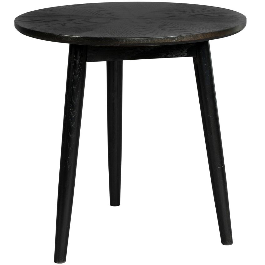 White Label Living Černý dubový odkládací stolek WLL FABIO 50 cm
