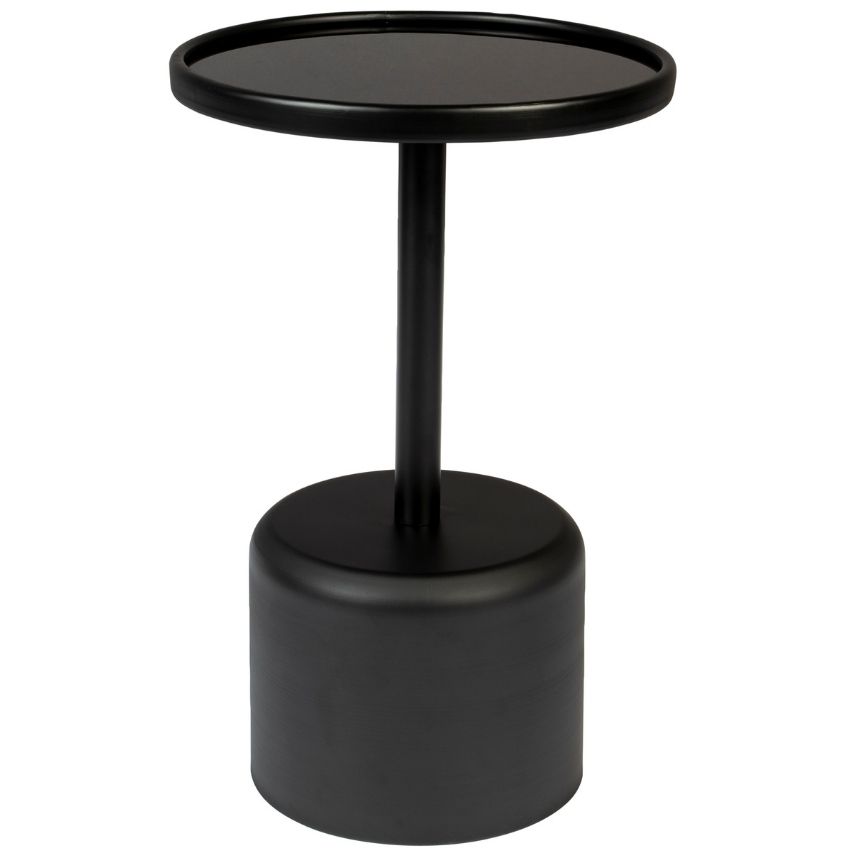 White Label Living Černý skleněný odkládací stolek WLL MILO 40 cm