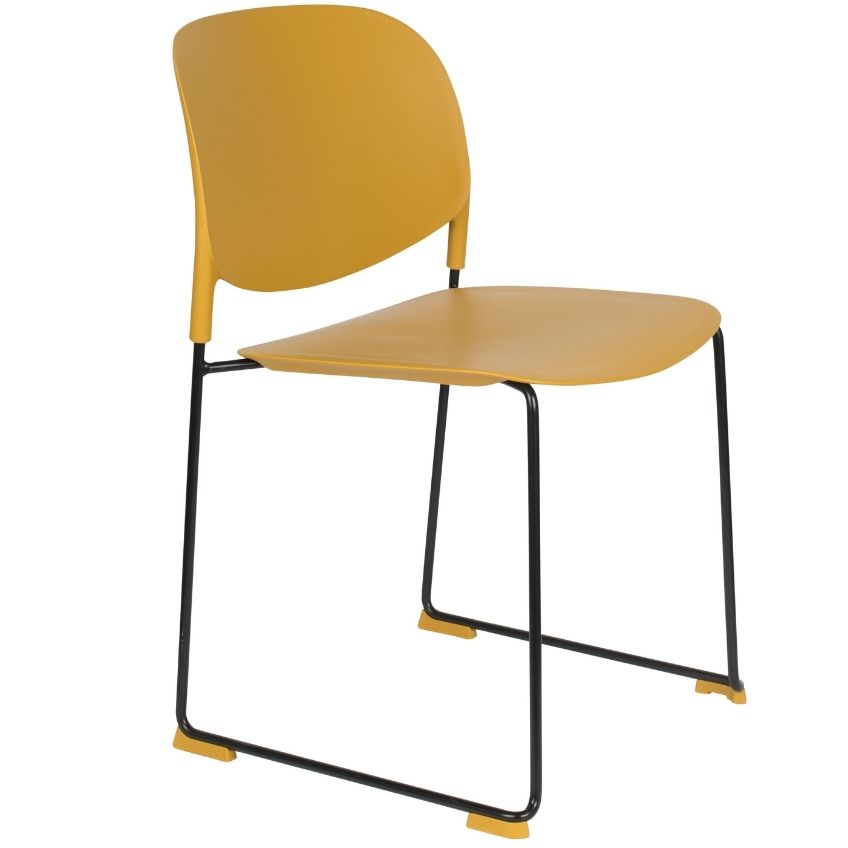 White Label Living Hořčicově žlutá plastová jídelní židle WLL Stacks