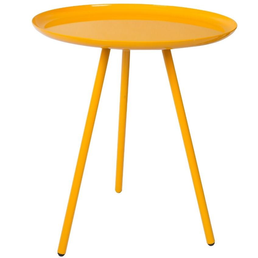 White Label Living Mangově žlutý kovový odkládací stolek WLL FROST 39 cm
