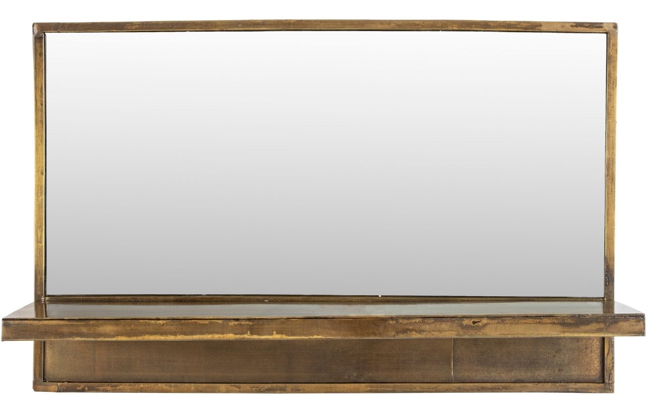 White Label Living Mosazné kovové závěsné zrcadlo WLL Feyza 61x38 cm