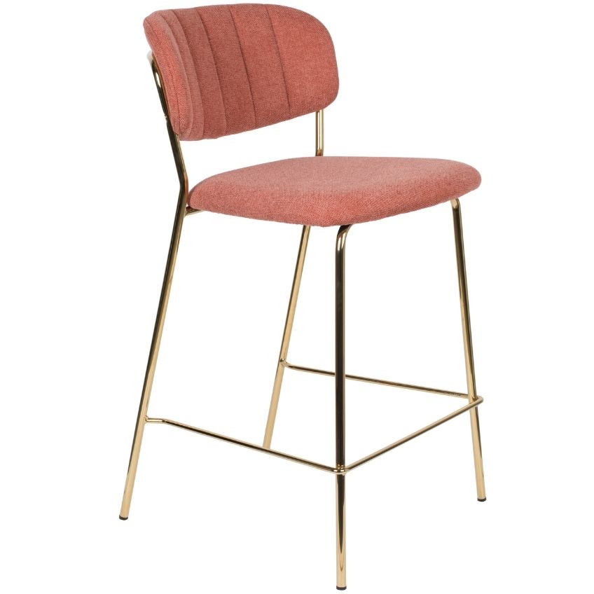White Label Living Růžová látková barová židle WLL Jolien 65 cm