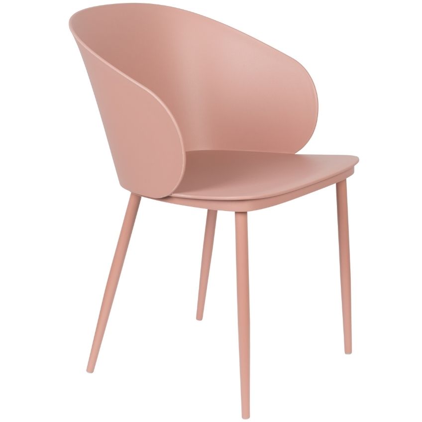 White Label Living Růžová plastová jídelní židle WLL Gigi