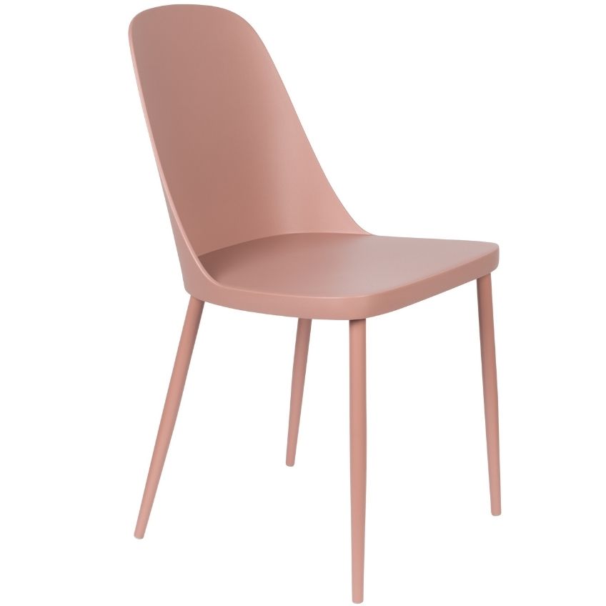 White Label Living Růžová plastová jídelní židle WLL Pip