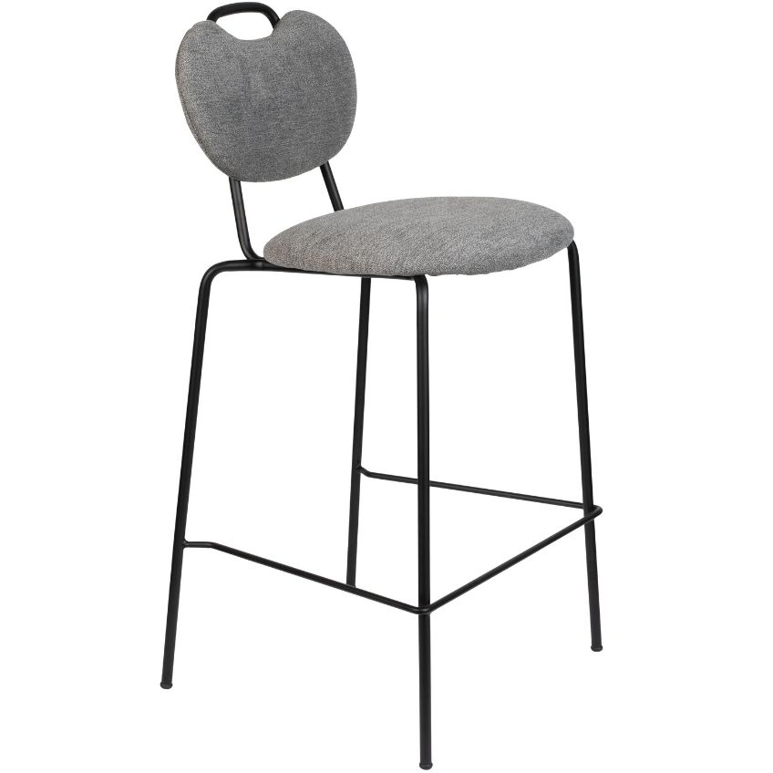 White Label Living Šedá látková barová židle WLL ASPEN 65 cm