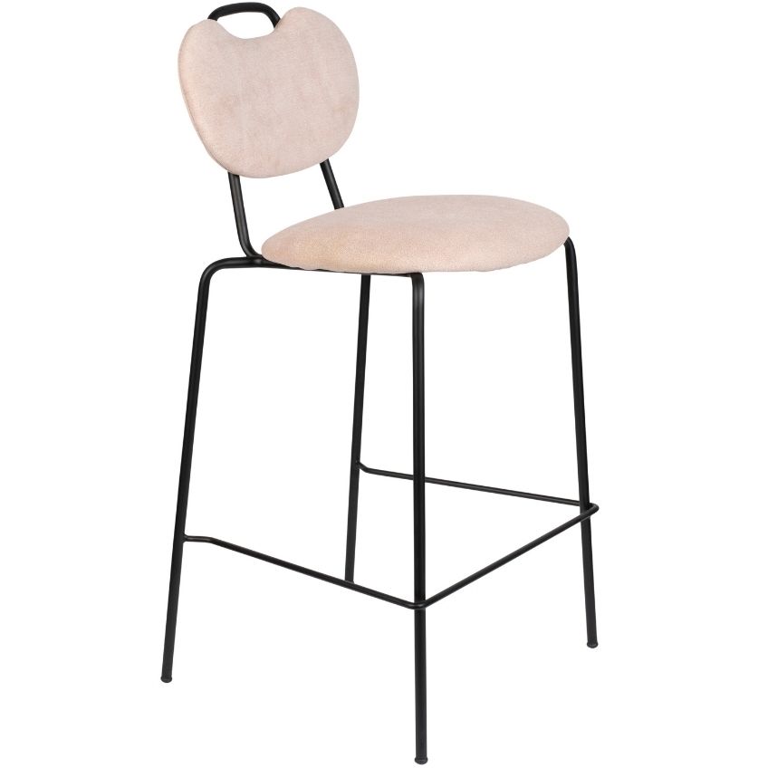 White Label Living Světle růžová látková barová židle WLL ASPEN 65 cm