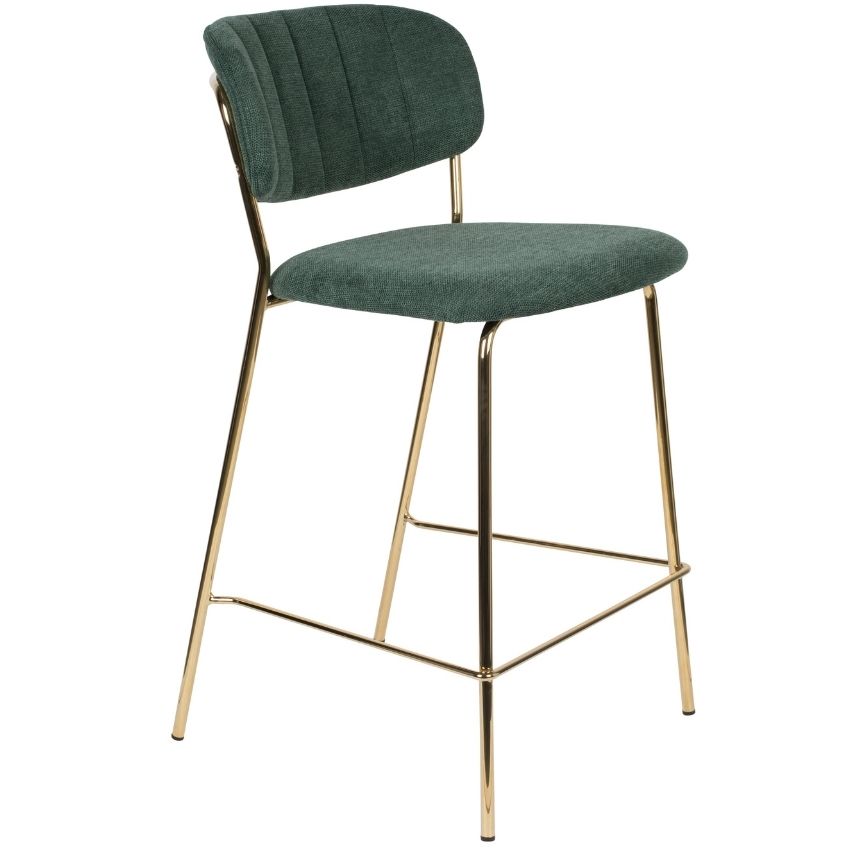 White Label Living Zelená látková barová židle WLL Jolien 65 cm