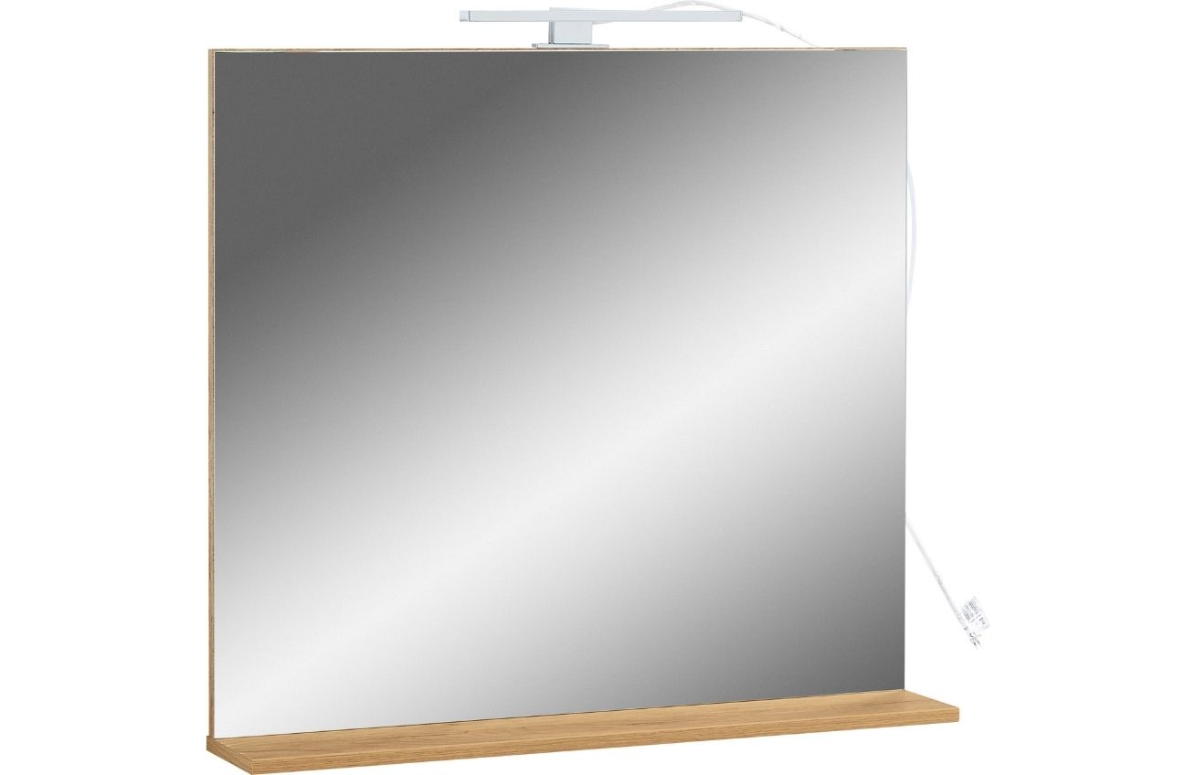 Závěsné koupelnové zrcadlo Germania Pescara 1429-243 76 x 75 cm s dubovou policí
