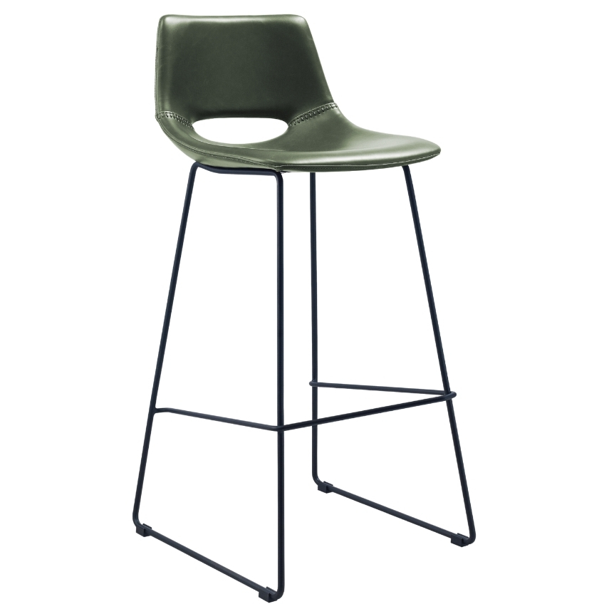 Zelená koženková barová židle LaForma Ziggy 76 cm