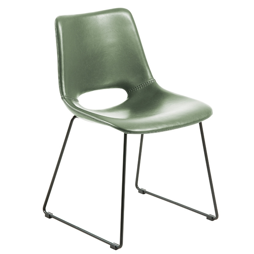 Zelená koženková jídelní židle LaForma Ziggy