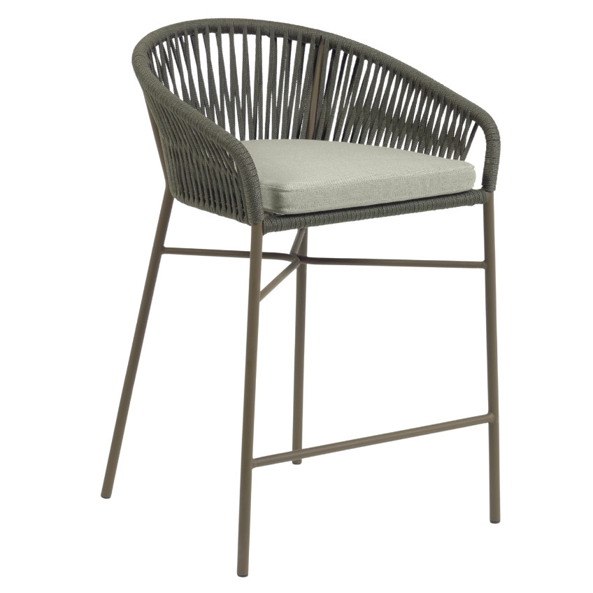 Zelená pletená barová židle LaForma Yanet 65 cm